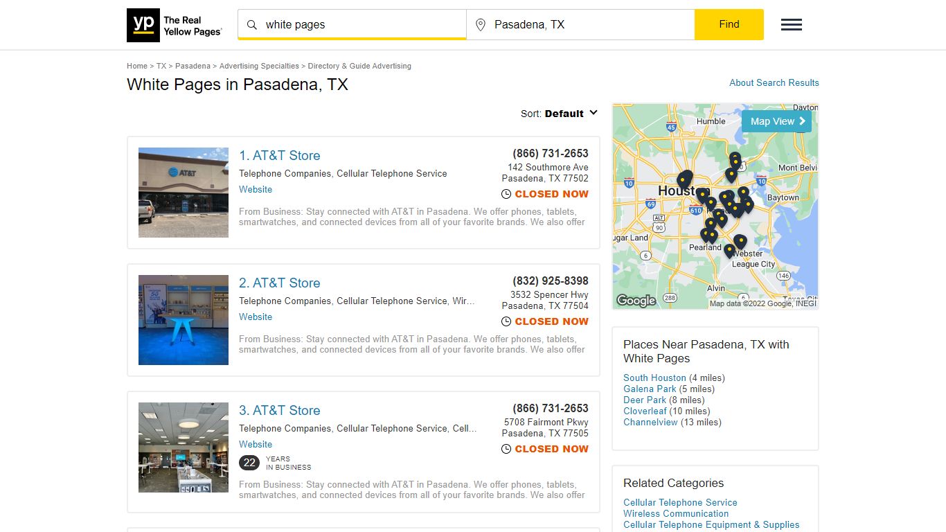 White Pages Locations & Hours Near Pasadena, TX - YP.com